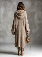 Ines Paris | Robe pull midi femme maille peluche à capuche oversize