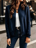 Gilet femme côtelé zippé, maille à manches longues