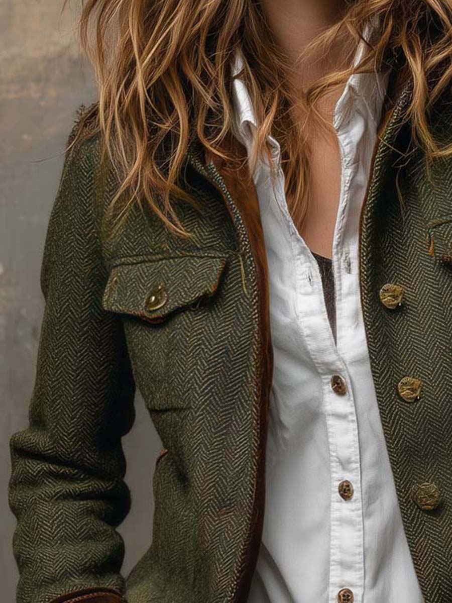 Ines Paris | Blazer femme vintage chevrons à liserés contrastants