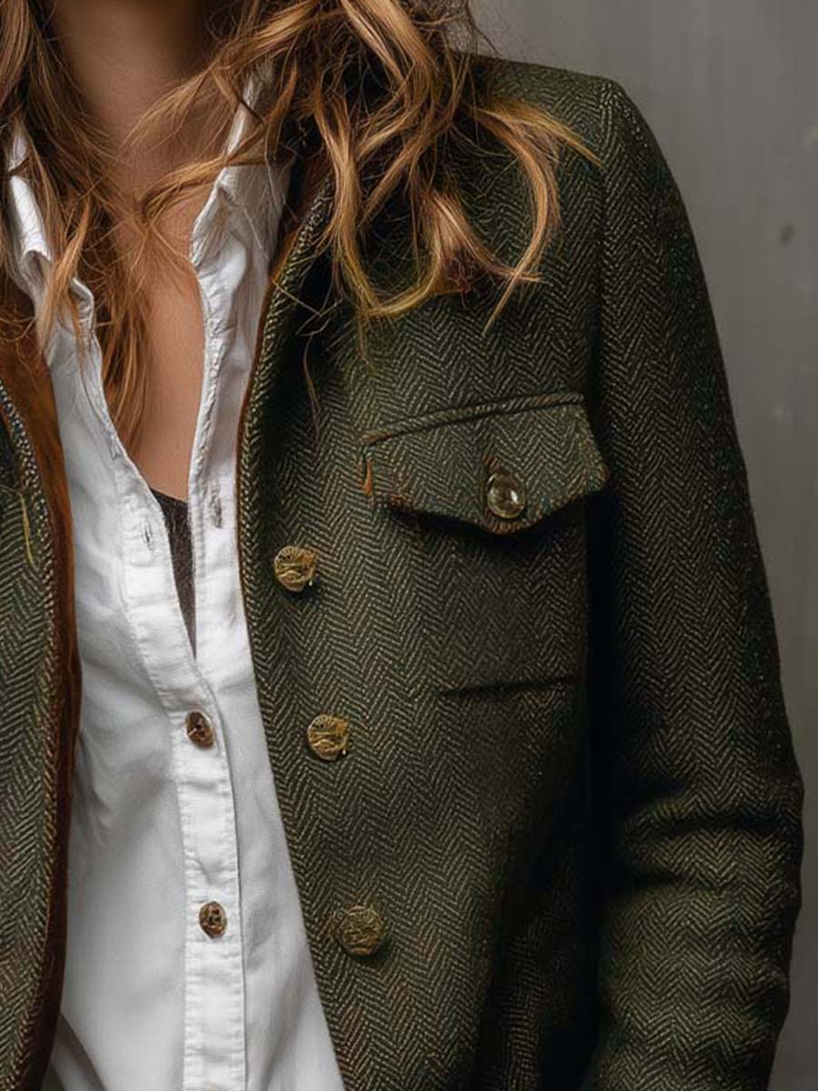 Ines Paris | Blazer femme vintage chevrons à liserés contrastants