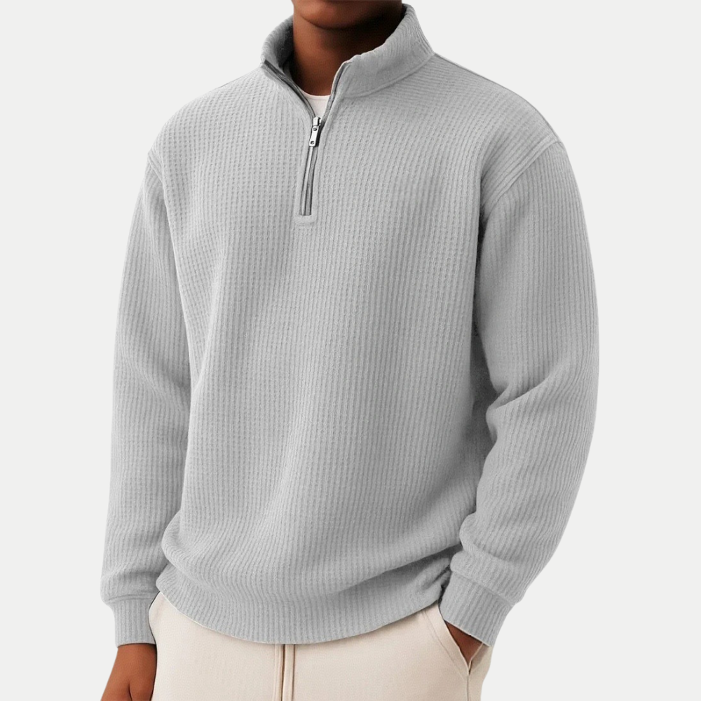 Pull col camionneur homme zippé, coupe décontractée