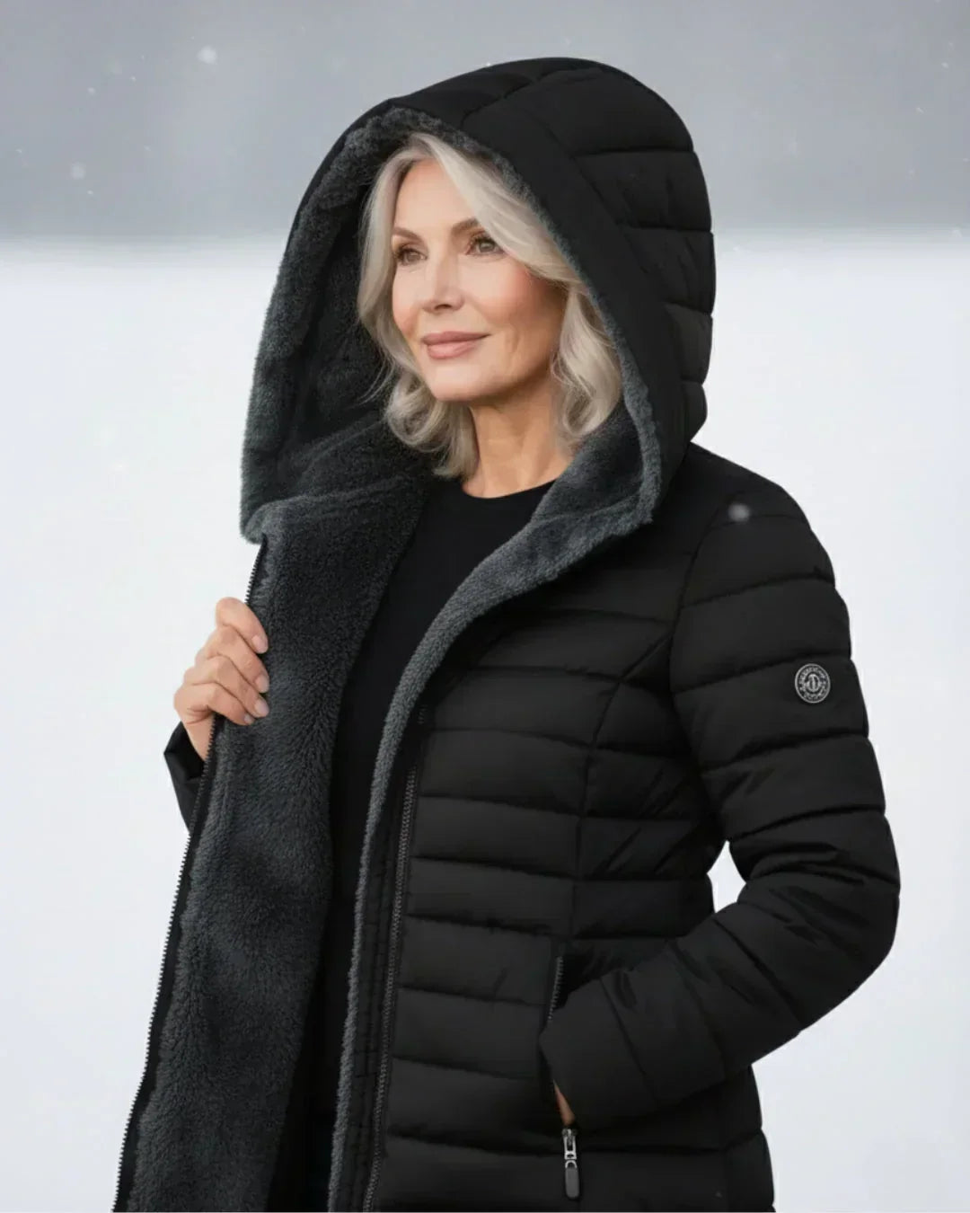 Manteau d'hiver femme doublé polaire capuche amovible