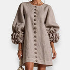 Ines Paris | Robe Fleurie Femme Fleurs en Relief Manches Ballon