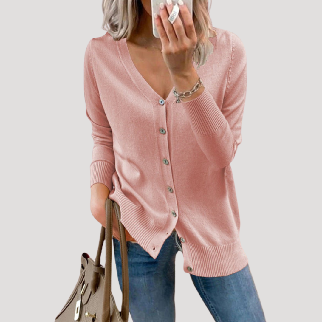 Ines Paris | Cardigan Femme Col V Boutonné en Maille