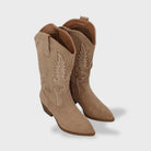 Ines Paris | Bottes Cowboy Femme Brodées Effet Daim Talon Bas