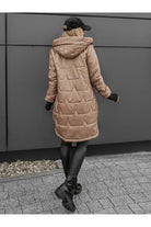 Doudoune longue femme à capuche, matelassée et zippée