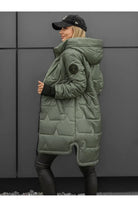 Doudoune longue femme à capuche, matelassée et zippée