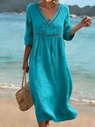Ines Paris | Robe en Coton Femme Col V Coupe Fluide