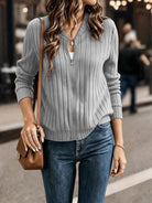 Gilet femme côtelé zippé, maille à manches longues