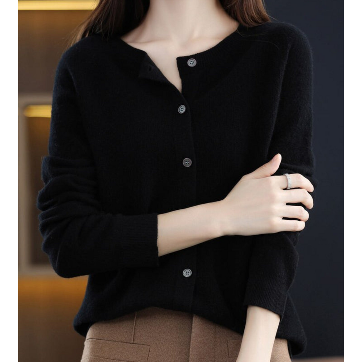 Ines Paris | Gilet en Maille Femme Col Rond Boutonné Hiver