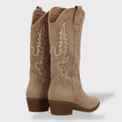 Ines Paris | Bottes Cowboy Femme Brodées Effet Daim Talon Bas