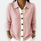 Ines Paris | Cardigan femme rayé à col classique boutonné