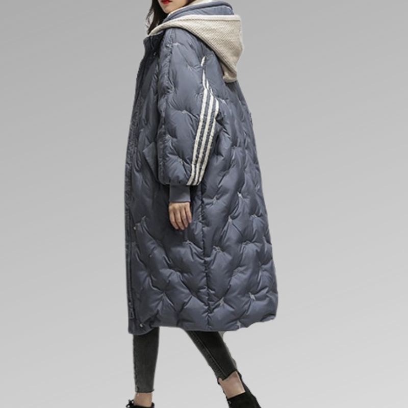 Doudoune longue femme coupe ample, grande capuche chaude