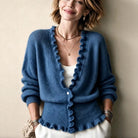 Ines Paris | Cardigan Femme Col V Boutonné – Ourlet à Volants