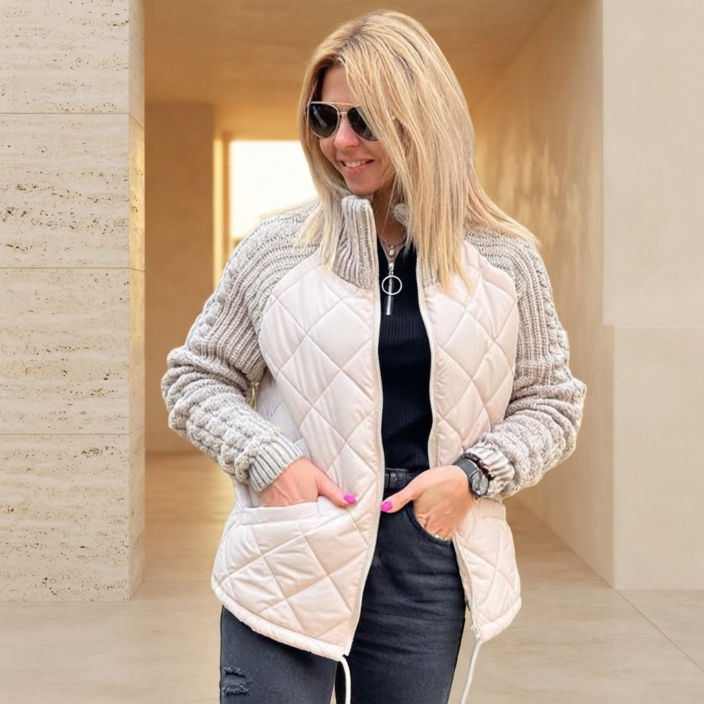 Veste matelassée femme manches en maille zippée