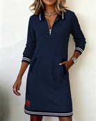 Robe manches longues femme col zippé à poches