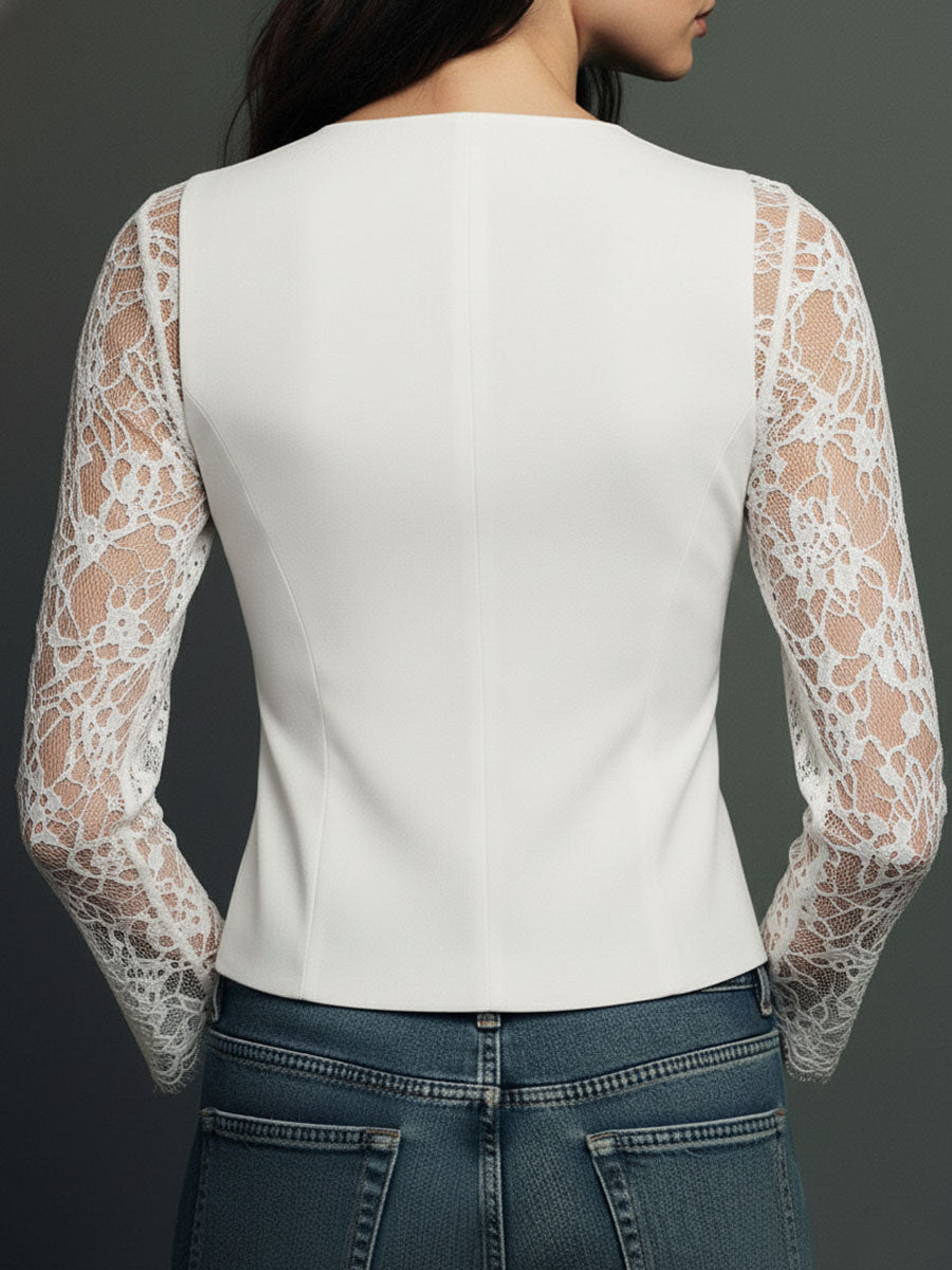 Ines Paris | Haut Style Blazer Femme Manches Semi-Transparentes