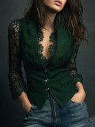 Ines Paris | Haut Style Blazer Femme Manches Semi-Transparentes