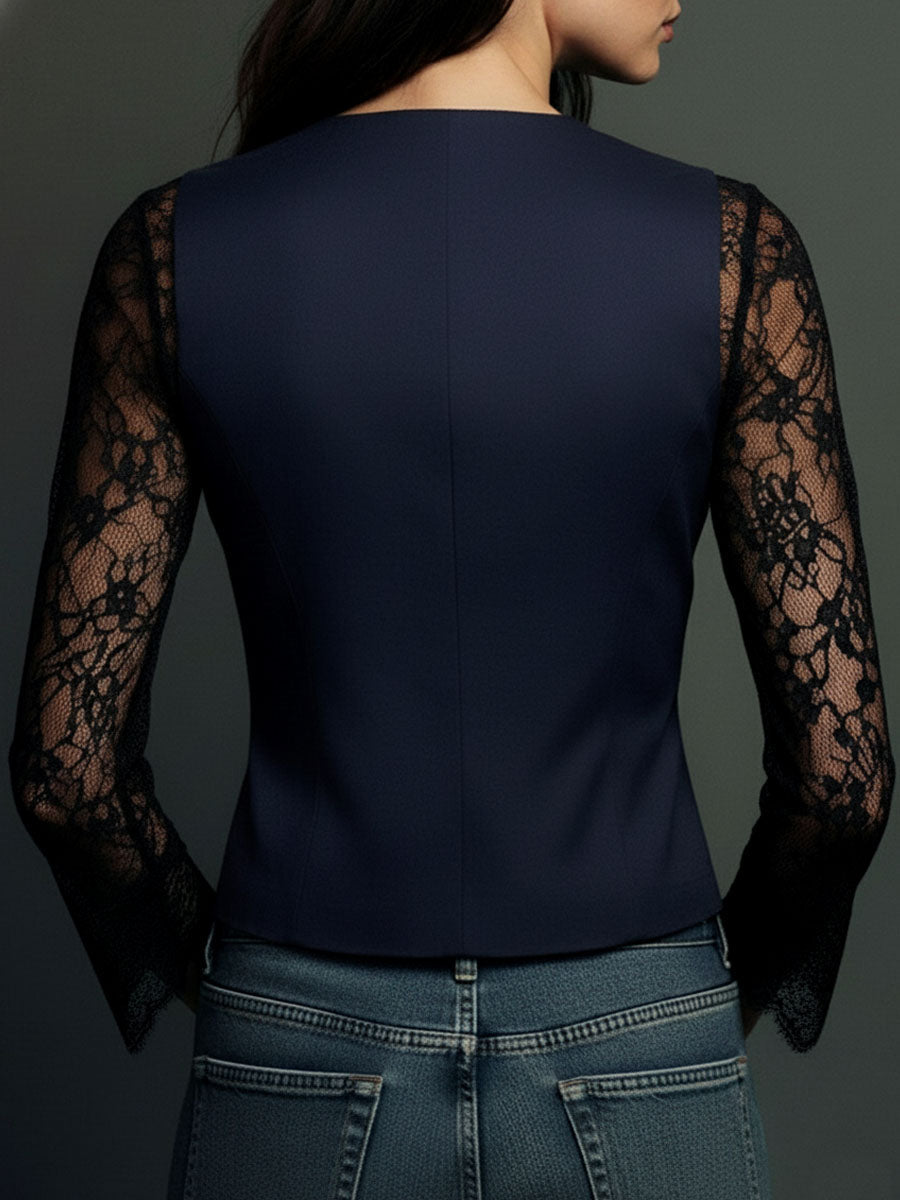 Ines Paris | Haut Style Blazer Femme Manches Semi-Transparentes