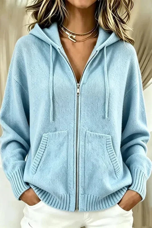 Ines Paris | Gilet femme zippé à capuche en maille