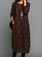 Ines Paris | Robe d'hiver longue femme imprimée manches longues