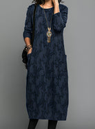 Ines Paris | Robe d'hiver longue femme imprimée manches longues