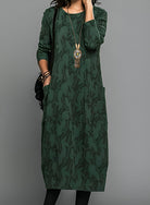 Ines Paris | Robe d'hiver longue femme imprimée manches longues