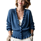 Ines Paris | Cardigan Femme Col V Boutonné – Ourlet à Volants