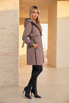 Manteau imperméable femme à capuche mi-long