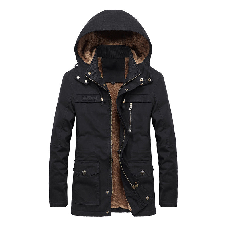 Veste à capuche homme, zip et boutons, poches multiples