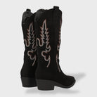 Ines Paris | Bottes Cowboy Femme Brodées Effet Daim Talon Bas