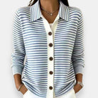 Ines Paris | Cardigan femme rayé à col classique boutonné