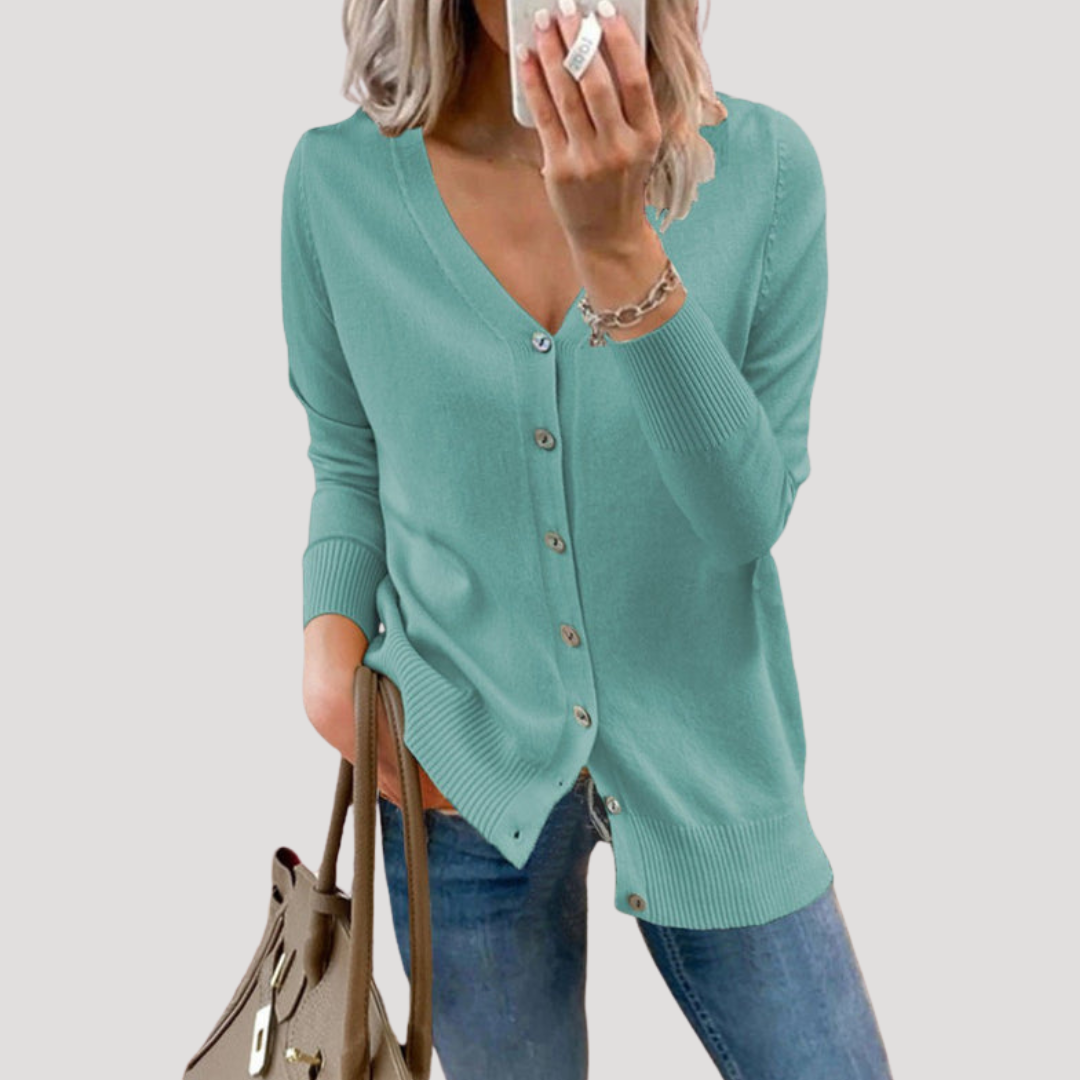 Ines Paris | Cardigan Femme Col V Boutonné en Maille