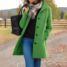 Manteau long femme boutonné coupe droite