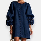 Ines Paris | Robe Fleurie Femme Fleurs en Relief Manches Ballon