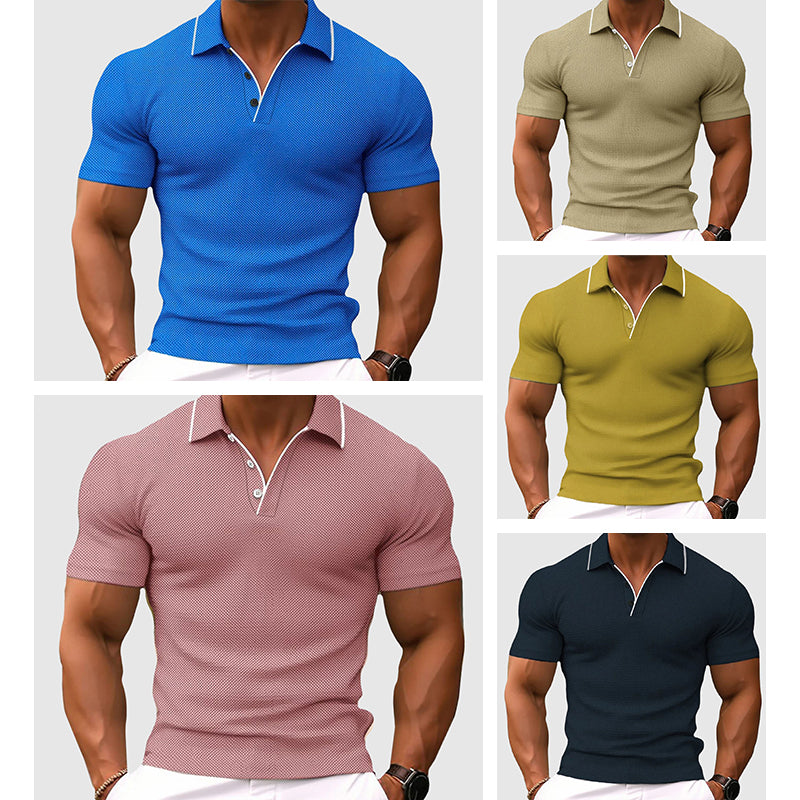 Polo homme slim fit en tissu extensible, col qui tient