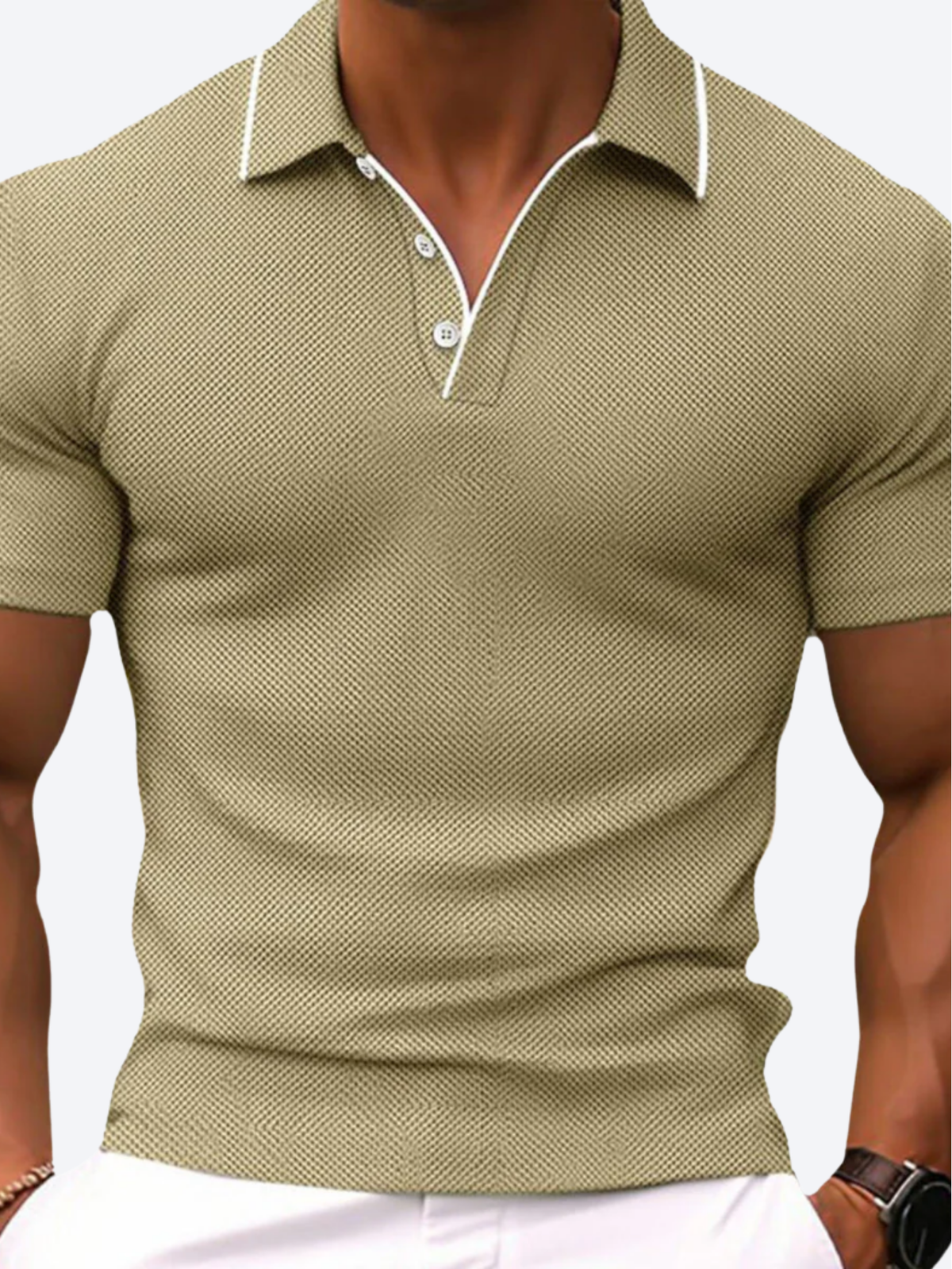Polo homme slim fit en tissu extensible, col qui tient