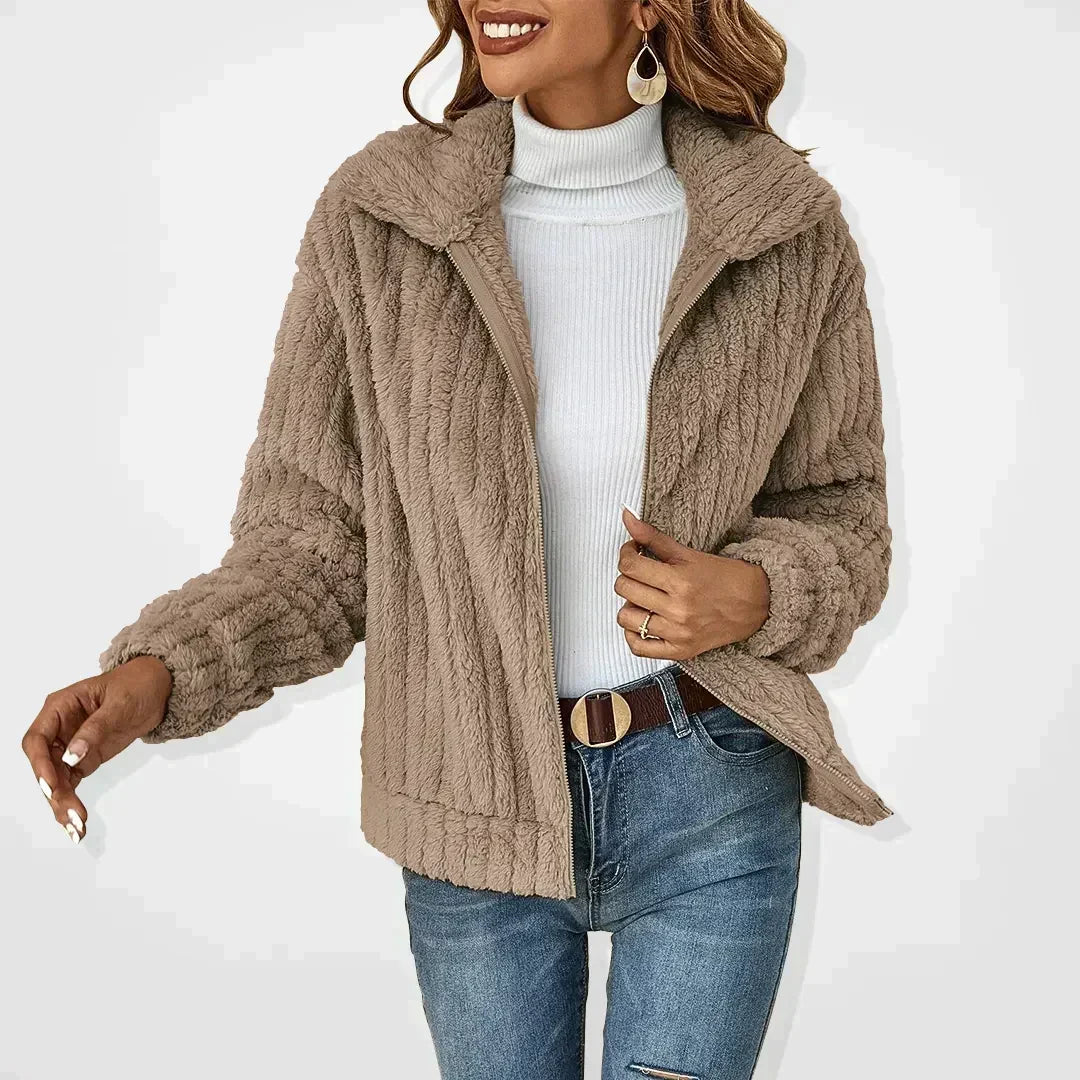 Ines Paris | Veste en peluche femme zippée, col chemise
