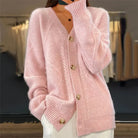 Ines Paris | Gilet Cardigan Boutonné Femme Toucher Cachemire – Manches Longues