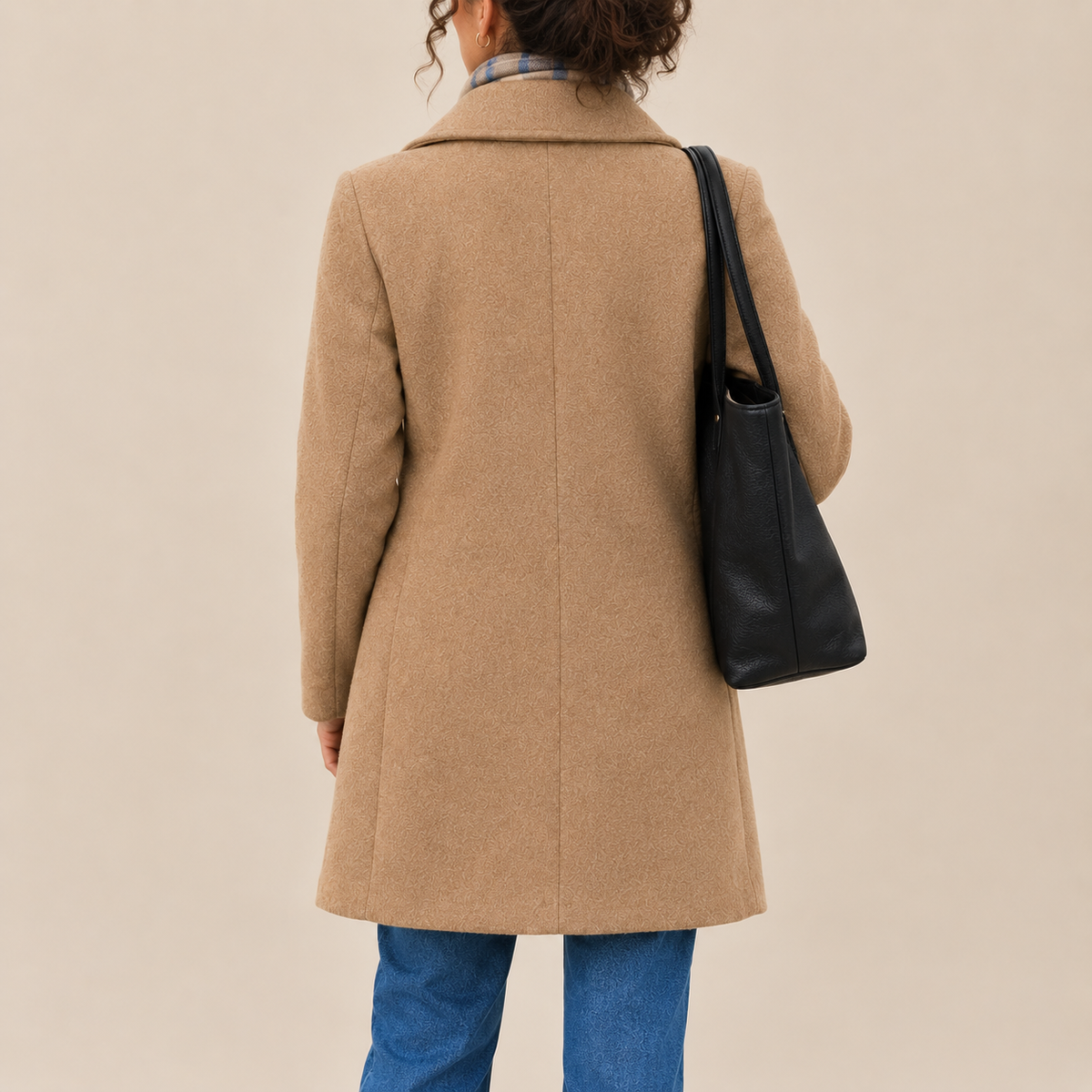 Ines Paris | Manteau classique femme effet drap de laine – Écharpe assortie
