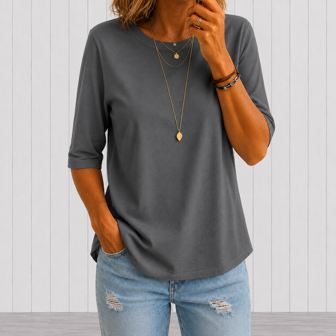 Ines Paris | T-shirt femme col rond manches trois-quarts