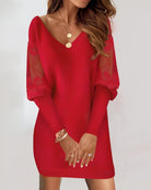 Ines Paris | Robe Manches Longues Femme Col V et Dentelle