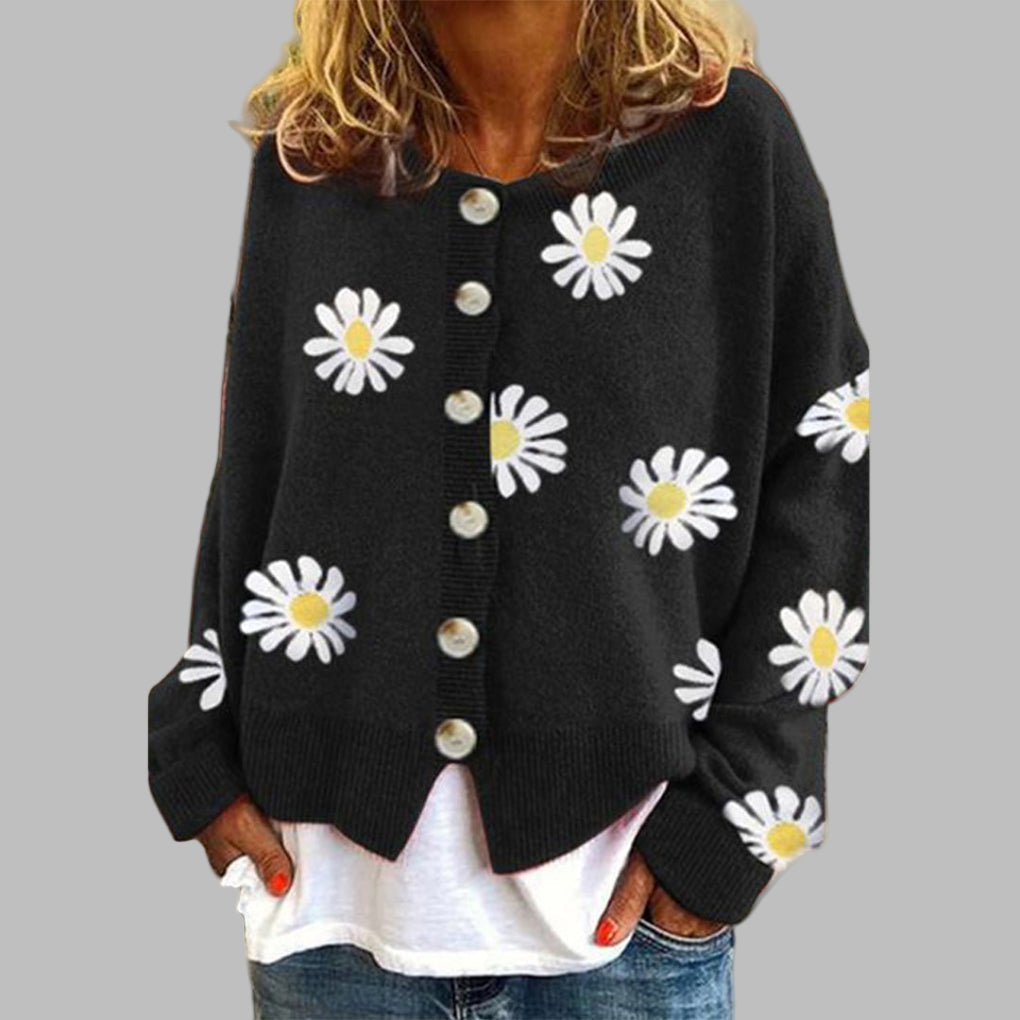 Ines Paris | Gilet boutonné femme en maille fleurie