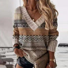 Ines Paris | Pull femme col V à motif patchwork