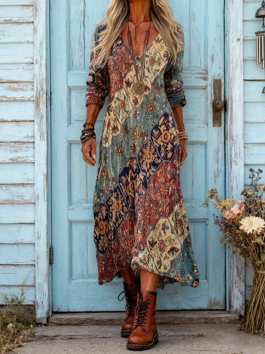 Ines Paris | Robe longue fluide femme imprimé coloré grande taille