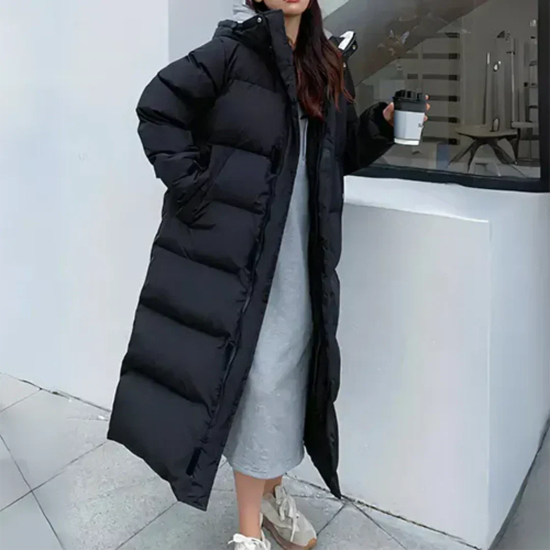 Doudoune longue femme oversize à capuche ajustable
