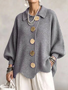 Ines Paris | Cardigan oversize femme gros boutons dorés