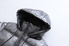 Doudoune brillante femme matelassée, capuche à cordon