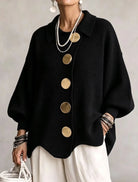 Ines Paris | Cardigan oversize femme gros boutons dorés