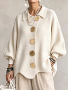Ines Paris | Cardigan oversize femme gros boutons dorés